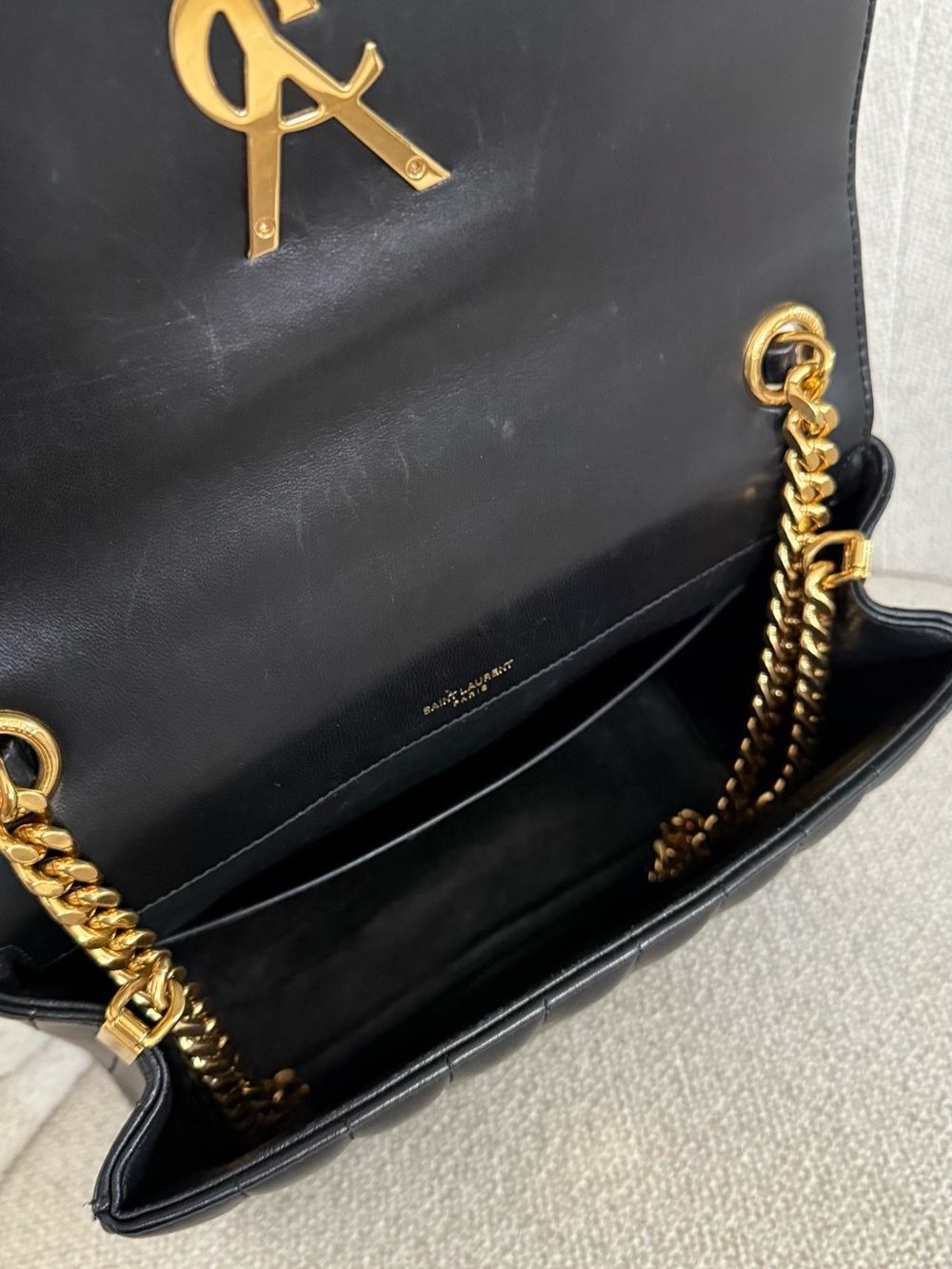 Large Vicky Saint Laurent Black Quilted Top Handle Satchel with Gold YSL - Picture 13 of 16